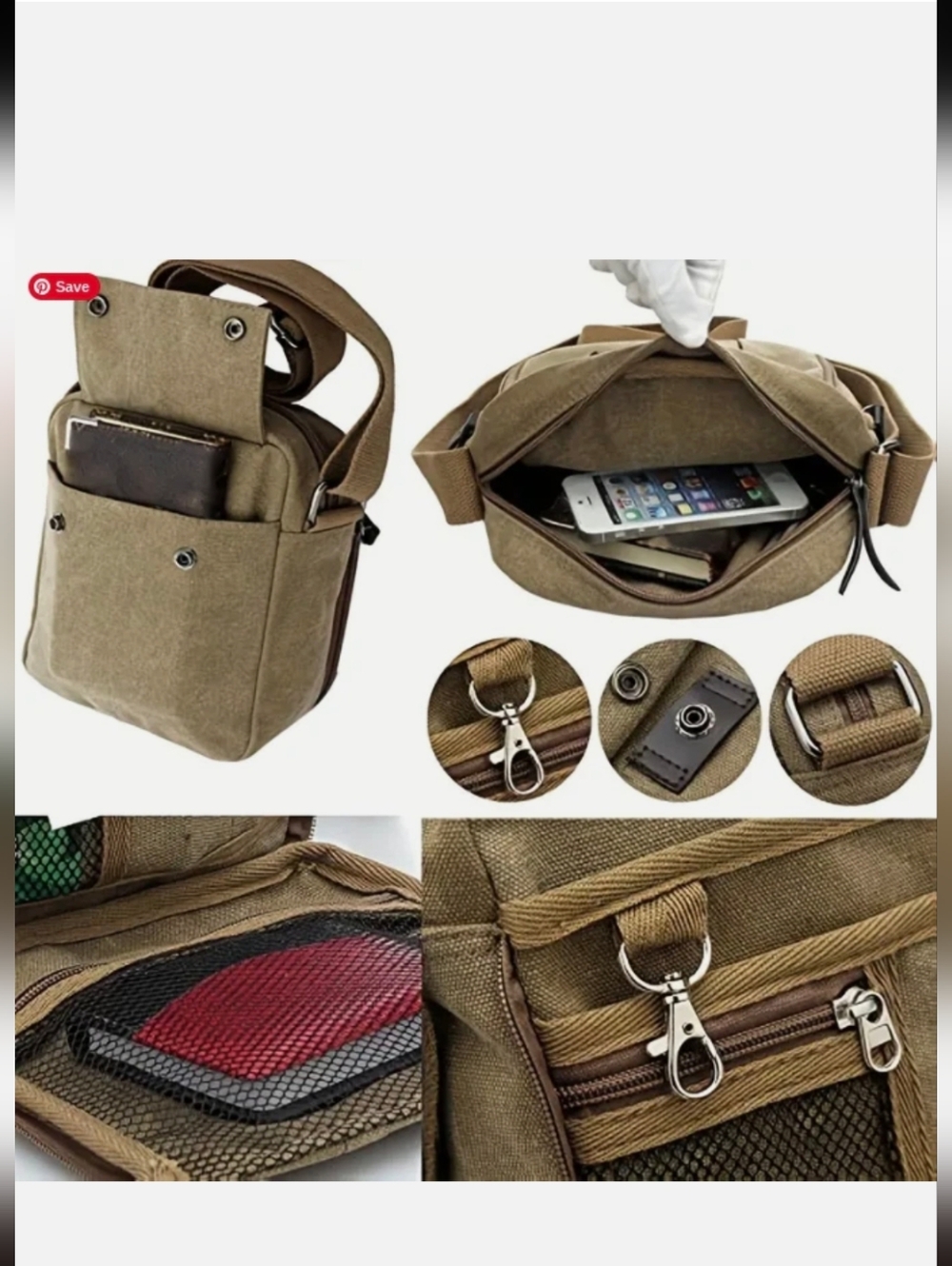 Small Messenger Canvas Crossbody and Shoulder Bag - Spacious - Durable - Picture 9 of 11